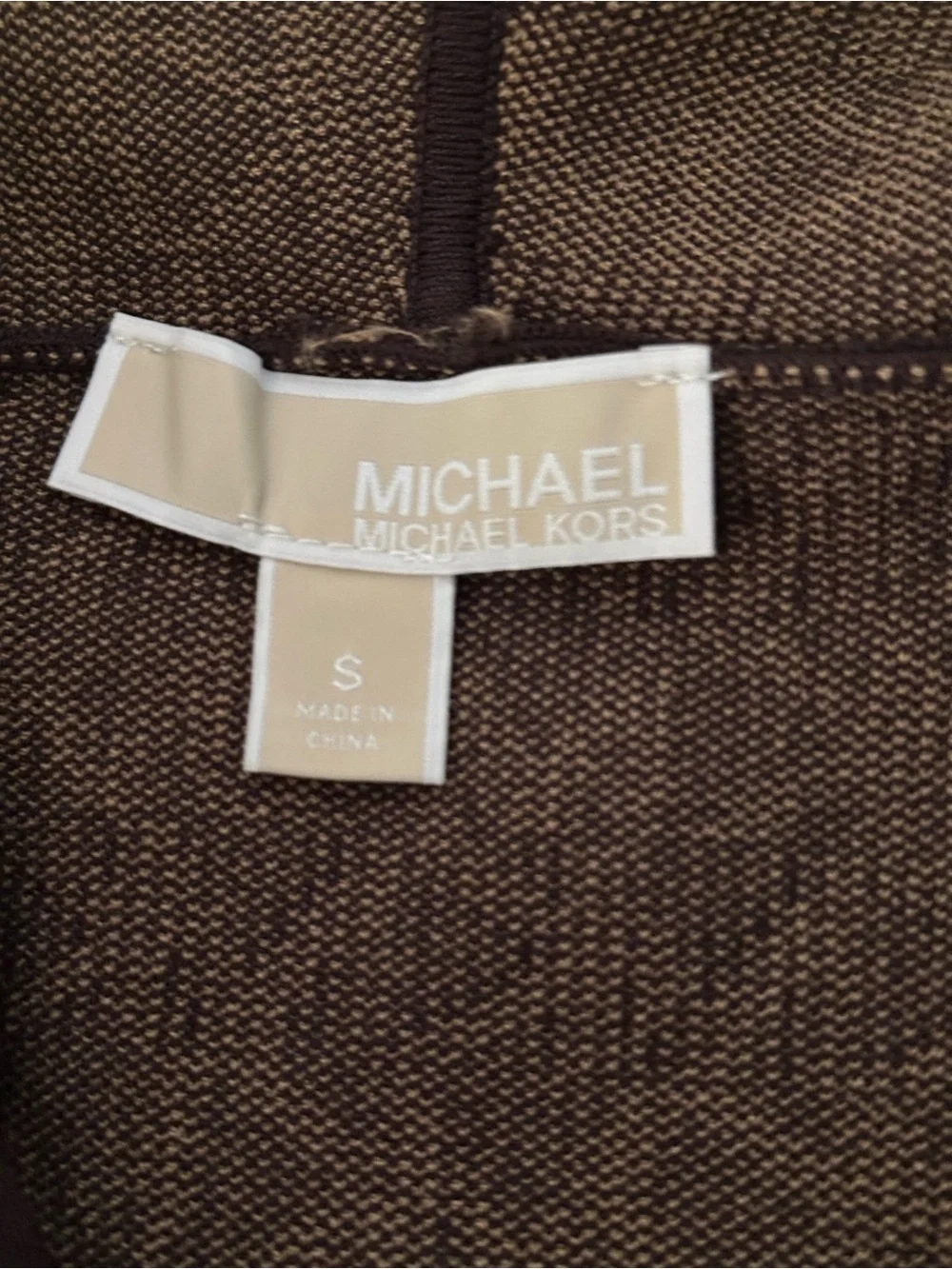 Michael Kors Brown Knit Logo Hoodie with Beige Tag